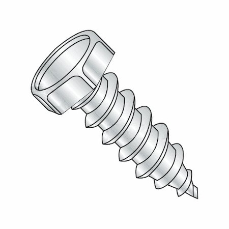 Newport Fasteners Sheet Metal Screw, #14-10 x 1 in, Zinc Plated Steel Hex Head Hex Drive, 1500 PK 760202-1500